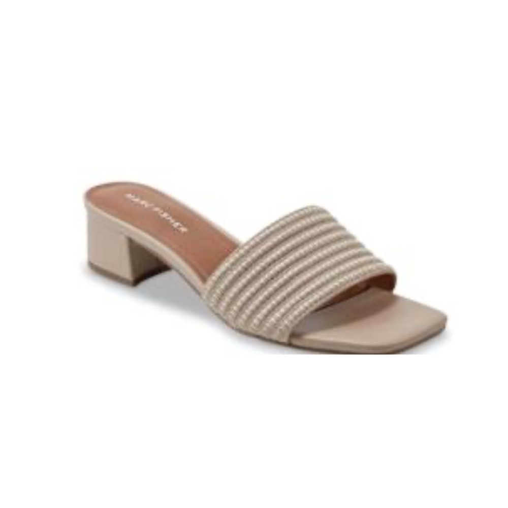 Marc Fisher Beige Woven Mules